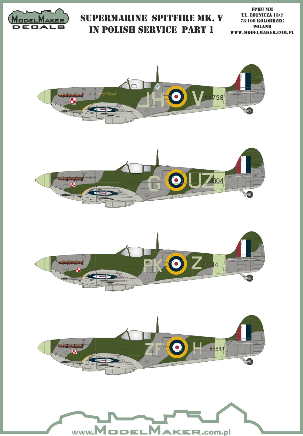 Model Maker Decals D48133 1:48 Spitfire Mk.V in Polish service part I