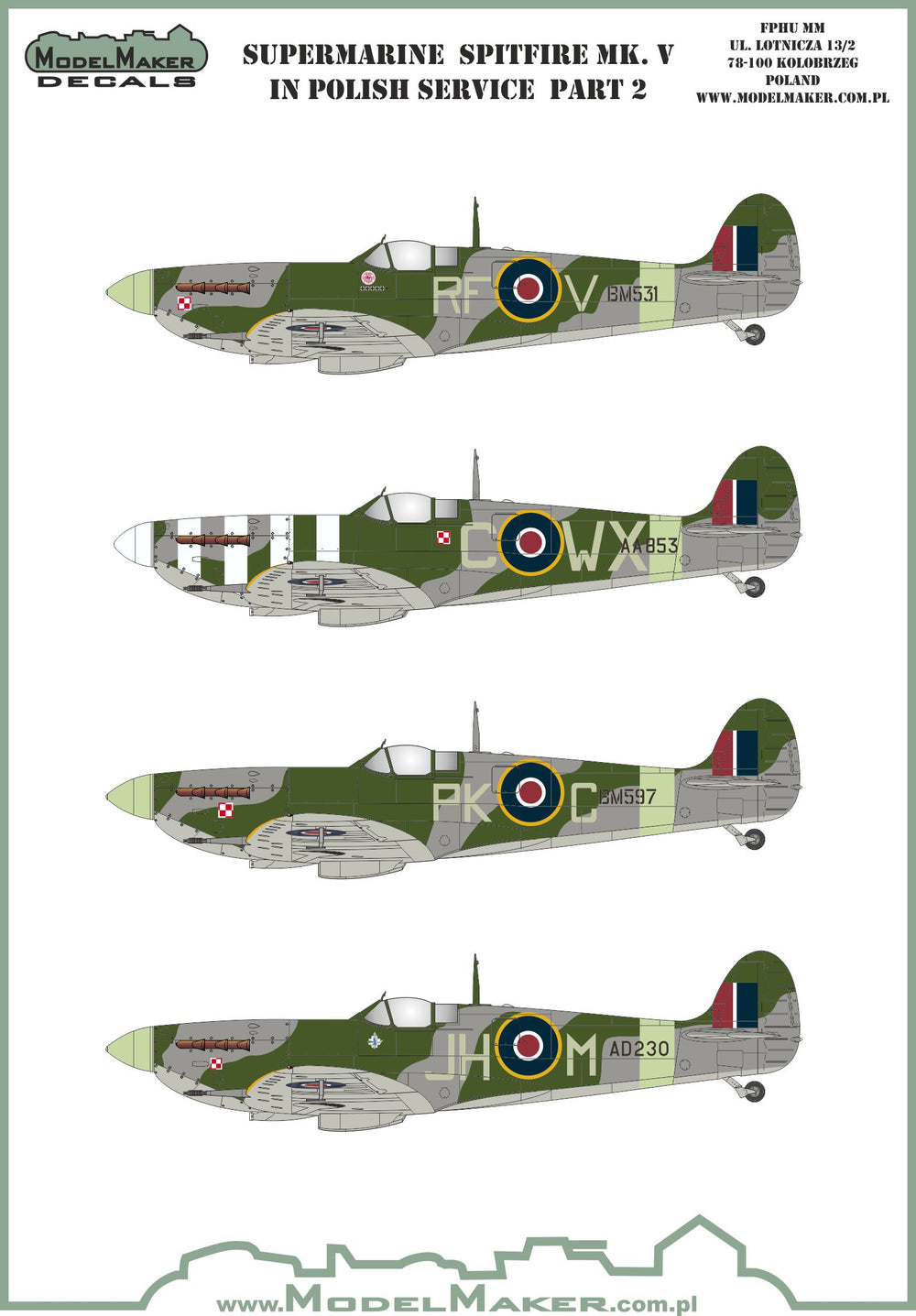 Model Maker Decals D48134 1:48 Spitfire Mk.V in Polish service part II