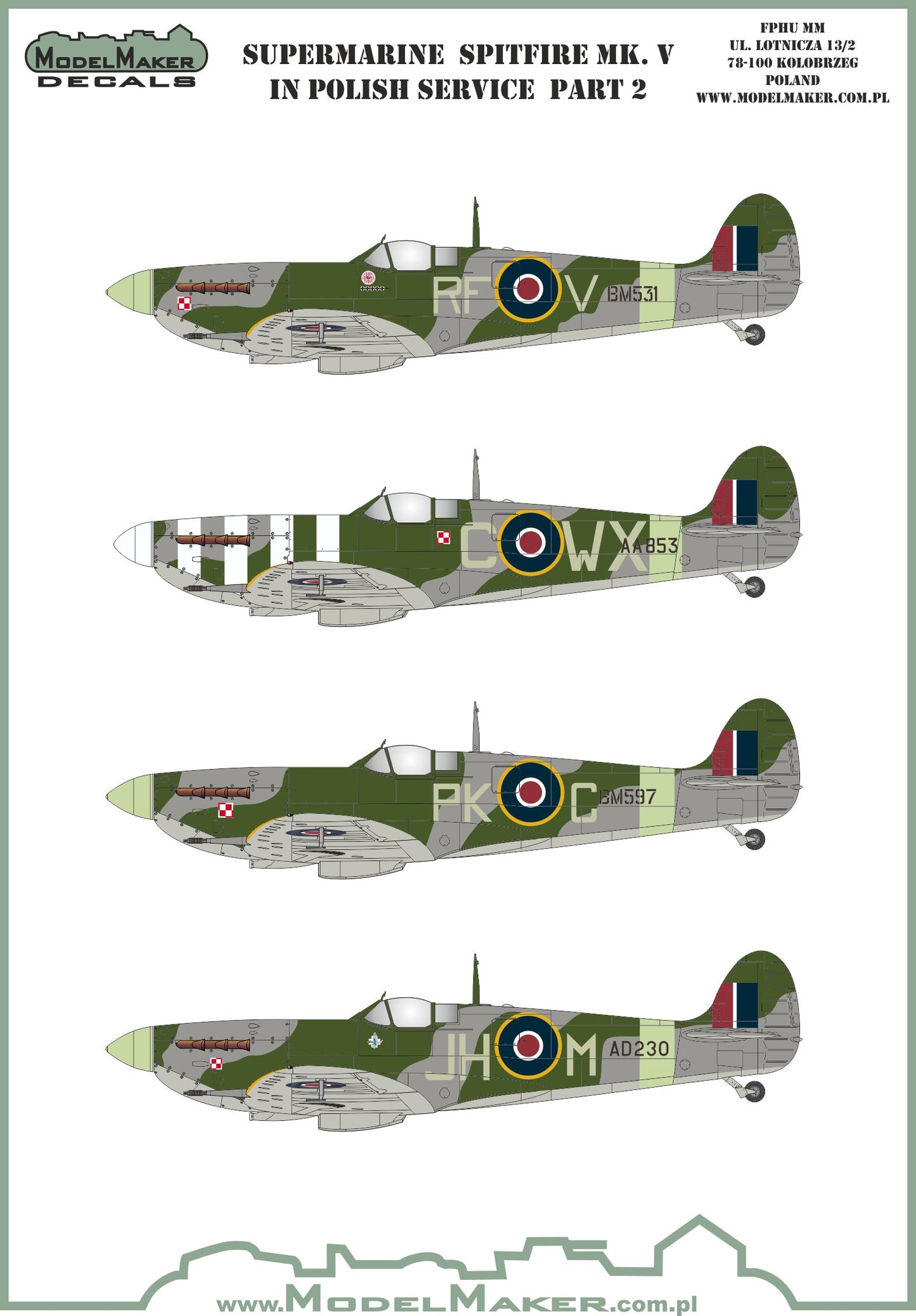 Model Maker Decals D48134 1:48 Spitfire Mk.V in Polish service part II