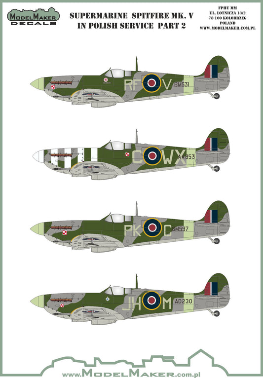Model Maker Decals D48134 1:48 Spitfire Mk.V in Polish service part II
