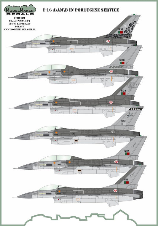Model Maker Decals D48136 1:48 F-16A/AM/B/BM in Portuquese service