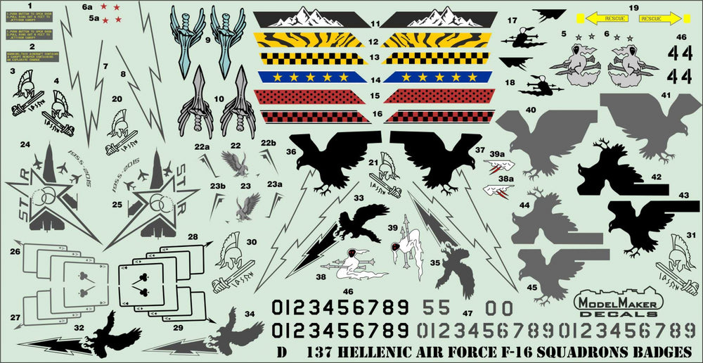 Model Maker Decals D48137 1:48 Hellenic Air Force F-16's Squadrons