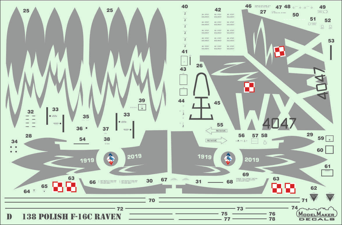 Model Maker D48138 1:48 F-16C RAVEN 100th Anniv Polish AF