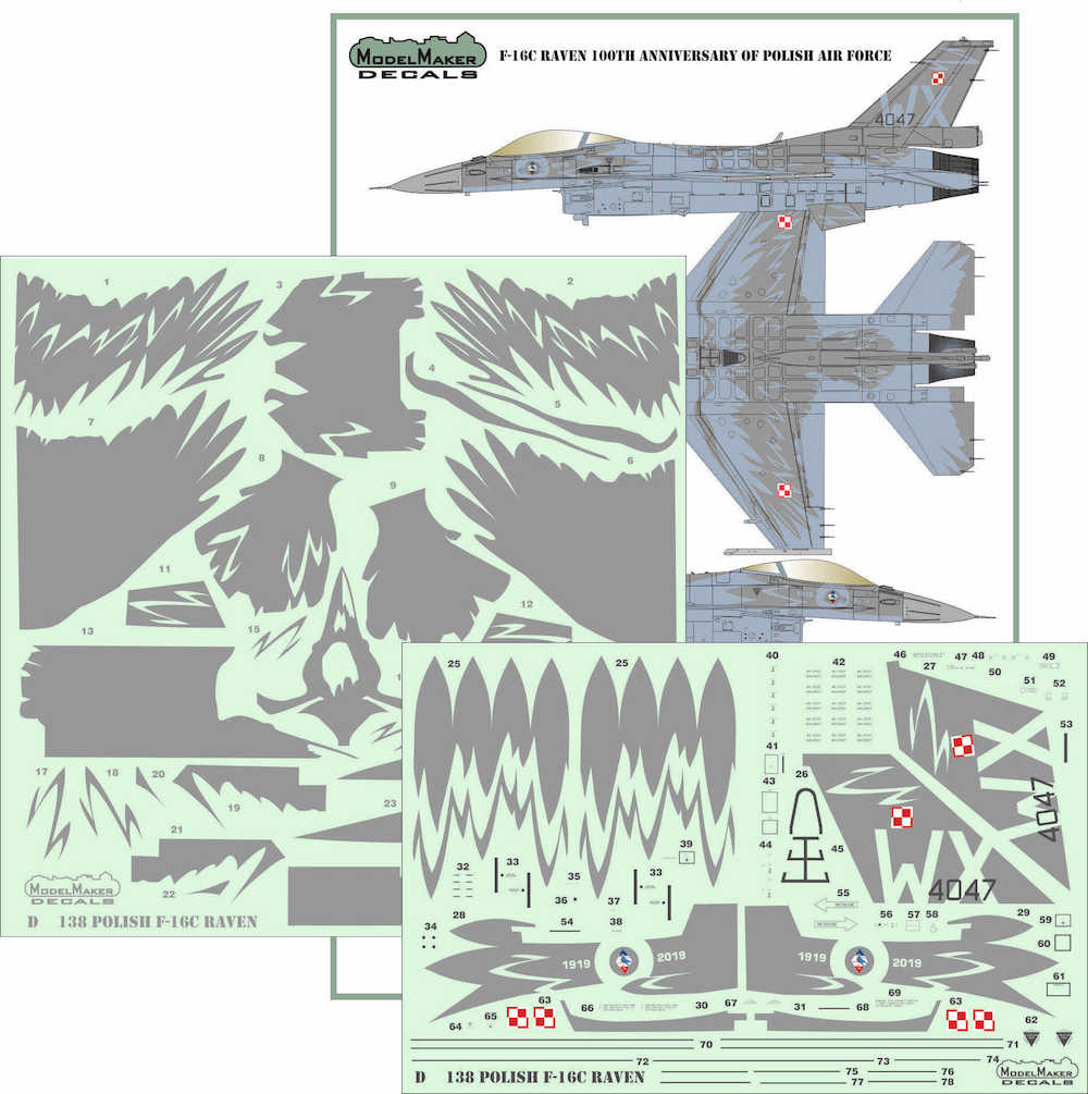 Model Maker D48138 1:48 F-16C RAVEN 100th Anniv Polish AF