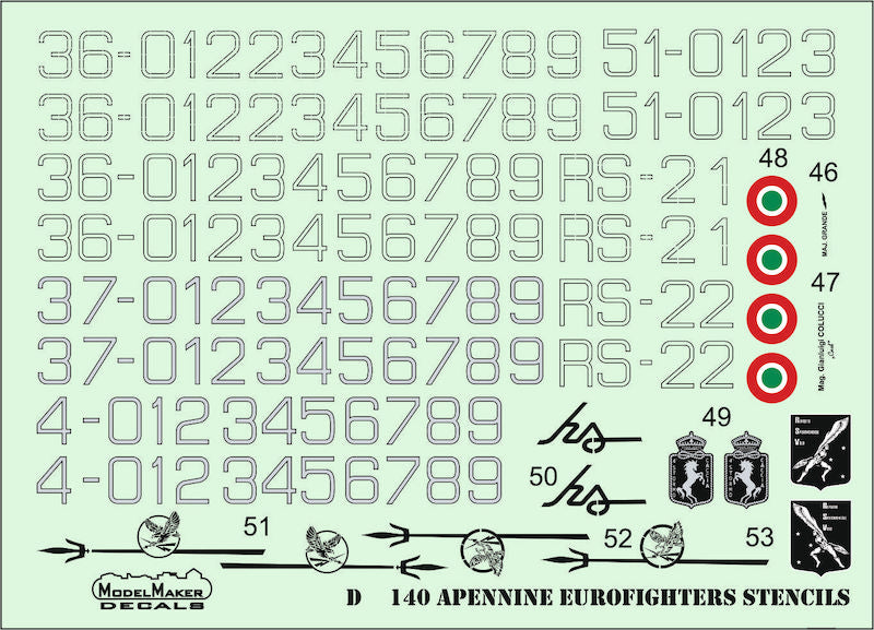 Model Maker Decals D48140 1:48 Apennine Eurofighters generic set