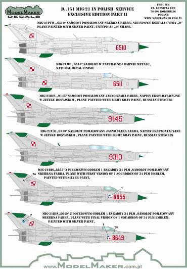 Model Maker D48151 1:48 MiG-21 Polish Service Edition Part II