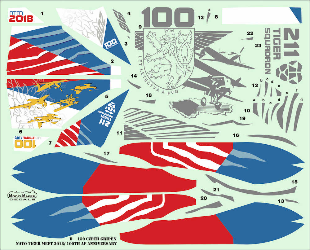 Model Maker Decals D48159 1:48 Czech Gripen 100 Years of Aviation / NTM 2018