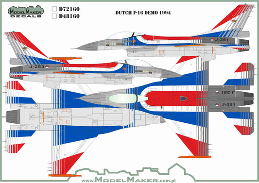 Model Maker D48160 1:48 Dutch F-16A Fighting Falcon demo 1994