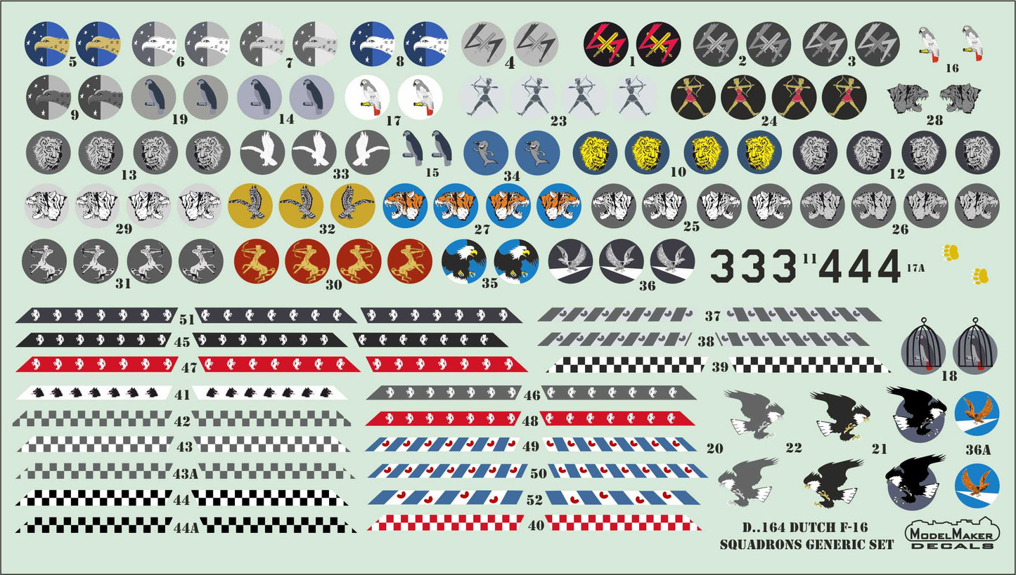 Model Maker Decals D48164 1:48 Dutch F-16 Squadrons