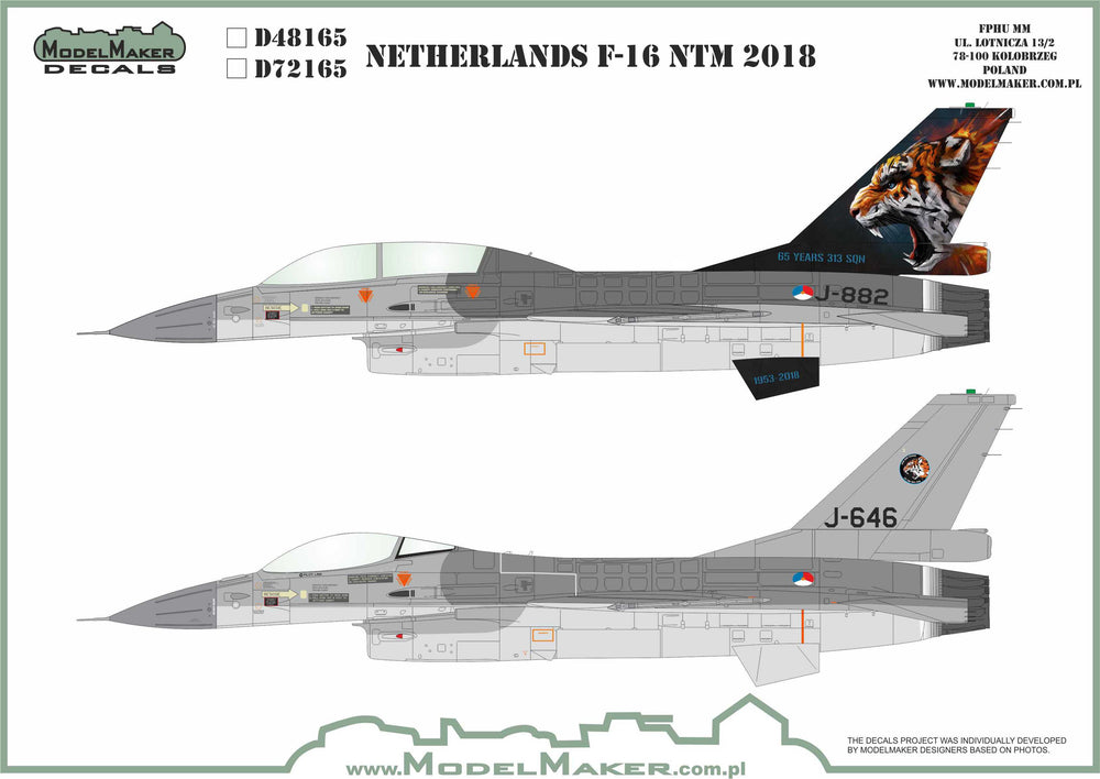 Model Maker Decals D48165 1:48 Netherlands F-16 NTM 2018