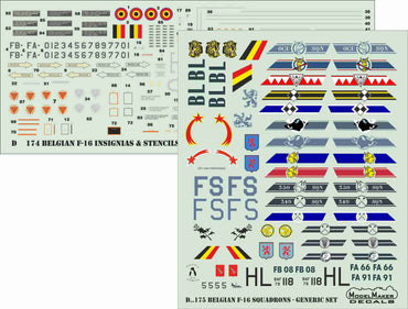 Model Maker D48175 1:48 Belgian F-16A/F-16B Squadrons Generic Set