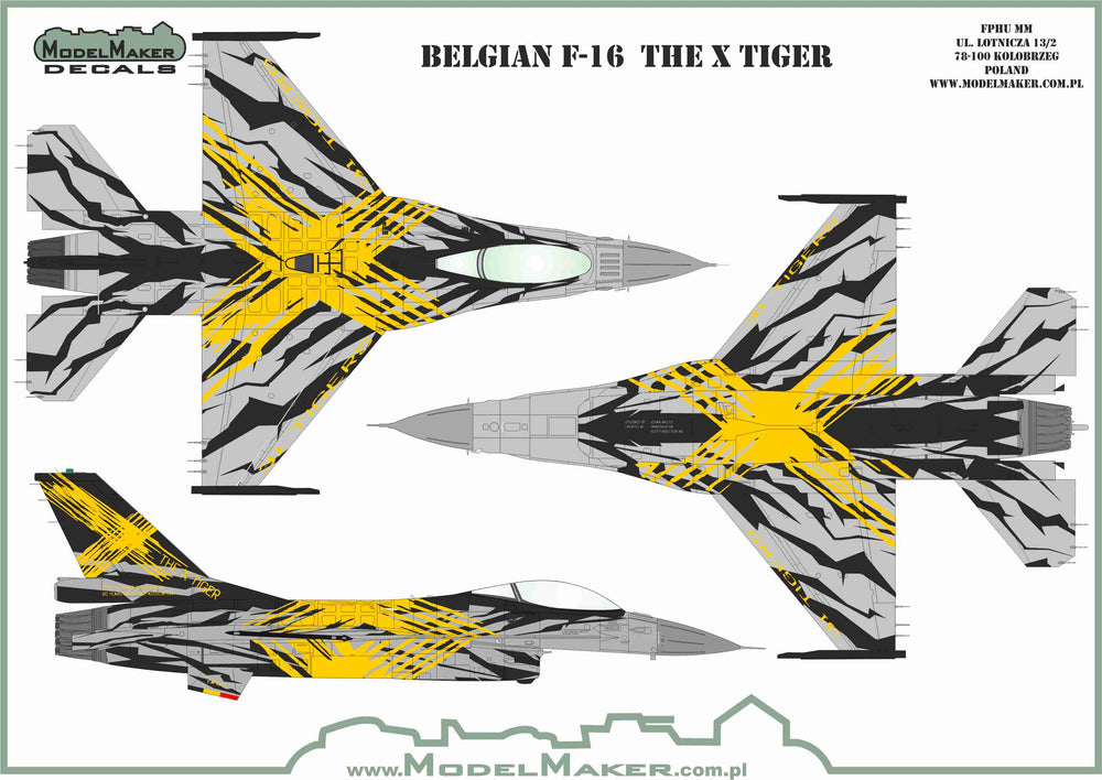 Model Maker Decals D48179 1:48 Belgian Lockheed-Martin F-16 THE X TIGER
