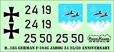 Model Maker Decals D48185 1:48 Lockheed F-104 German JaboG 34 25/50 Anniversary