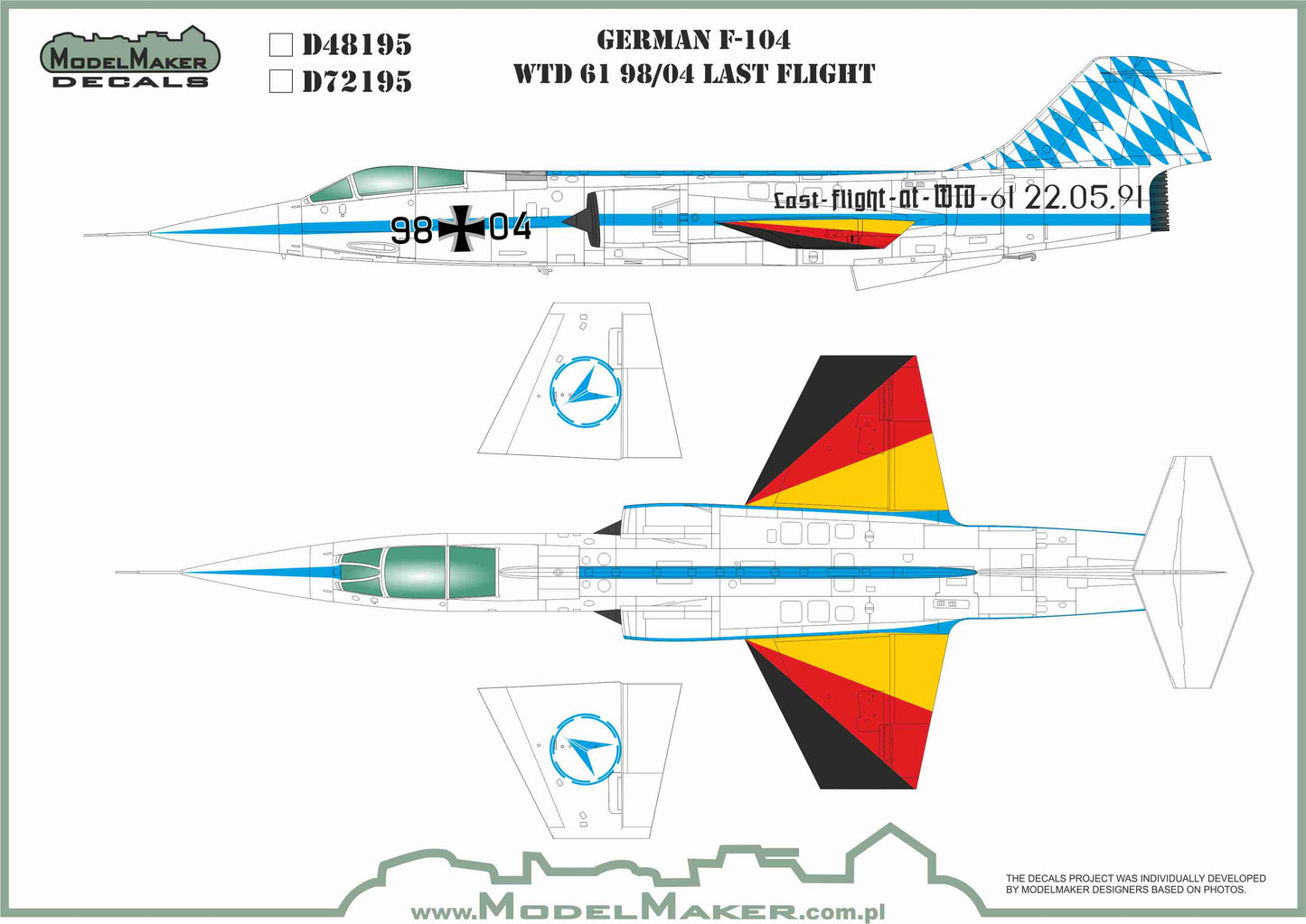 Model Maker Decals D48195 1:48 German Lockheed F-104 WTD 61 98/04 Last Flight