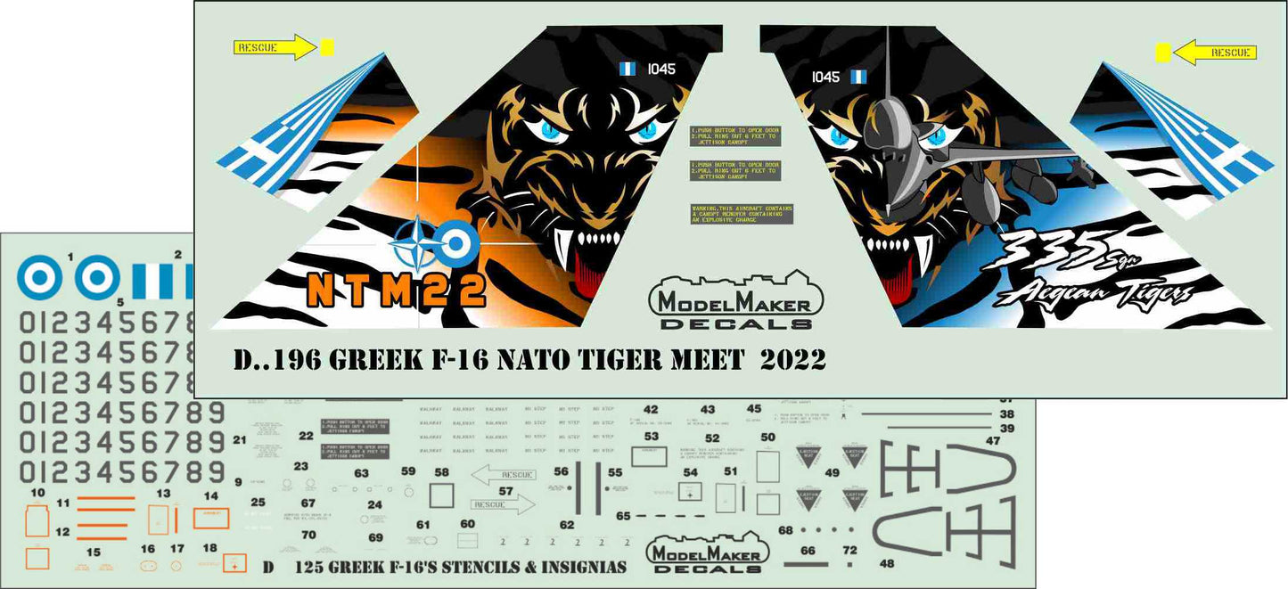 Model Maker D48196 1:48 Greek F-16C NATO Tiger Meet 2022 Decals
