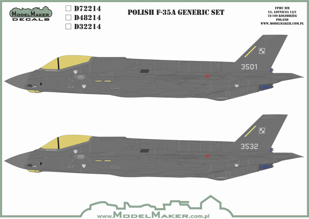 Model Maker Decals D48214 1:48 Polish F-35A Lightning II generic set