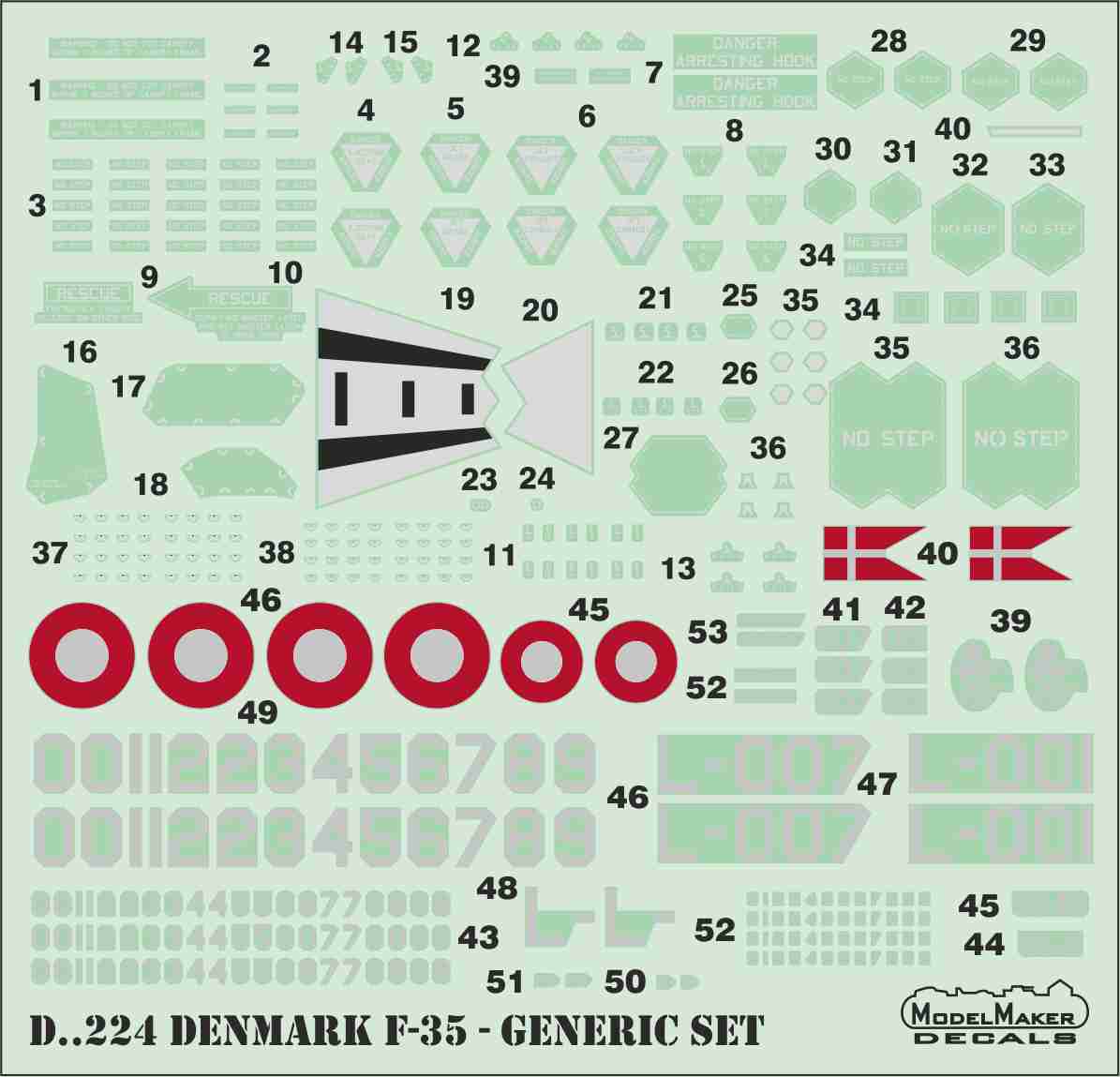 Model Maker Decals D48224 1:48 Denmark Lockheed-Martin F-35A Lightning II