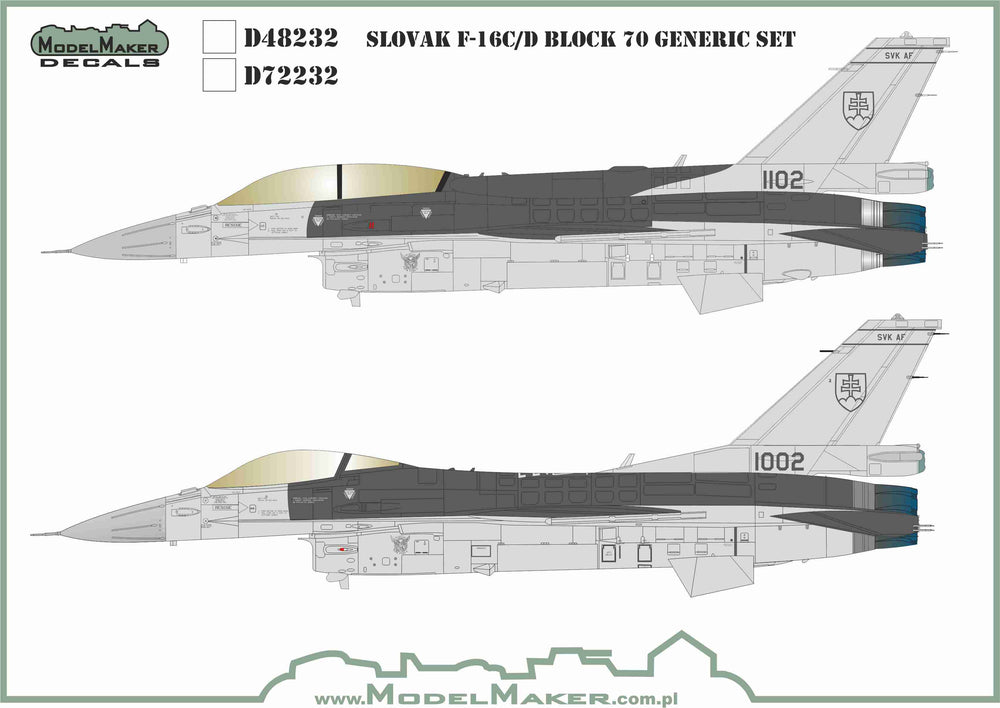 Model Maker Decals D48232 1:48 Slovak F-16C/F-16D generic set