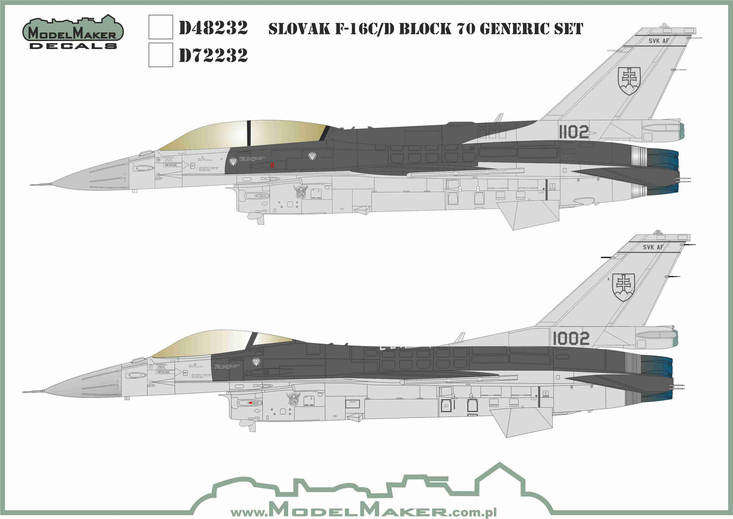 Model Maker Decals D48232 1:48 Slovak F-16C/F-16D generic set
