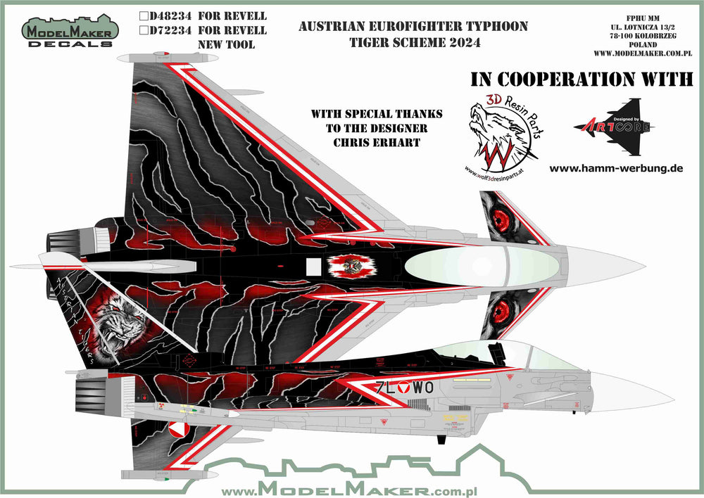 Model Maker Decals D48234 1:48 Austrian Eurofighter Typhoon Tiger scheme 2024