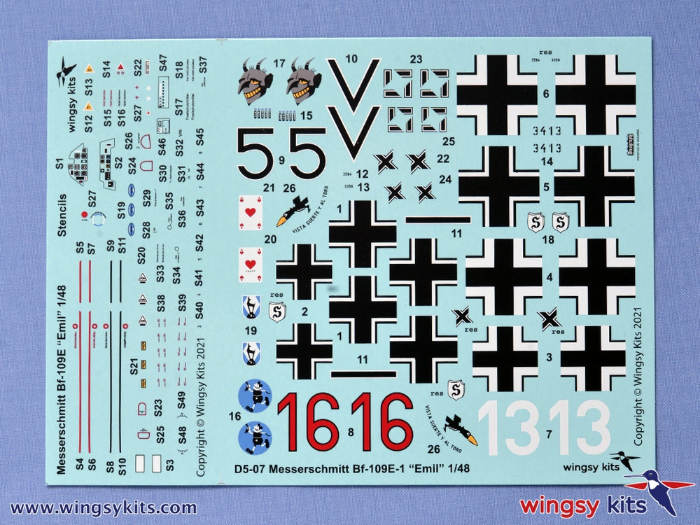 Wingsy Kits D5-07 1:48 Messerschmitt Bf-109E-1 with PE & Decals