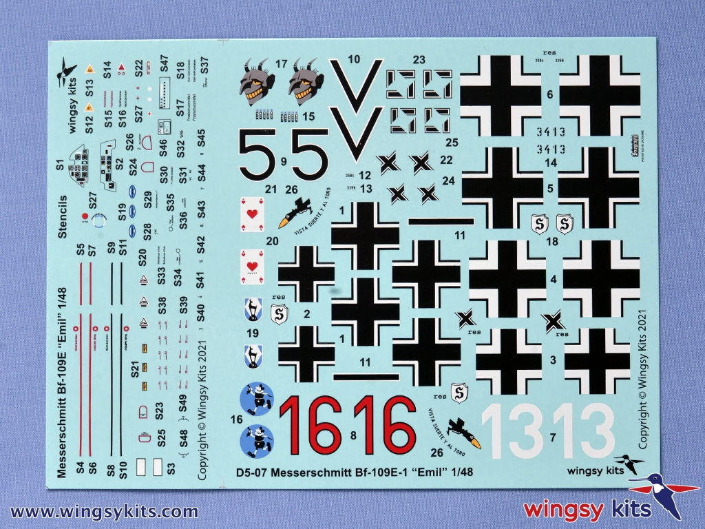 Wingsy Kits D5-07 1:48 Messerschmitt Bf-109E-1 with PE & Decals