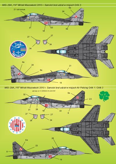 Model Maker Decals D72007 1:72 Mikoyan MiG-29A in Polish service vol.2