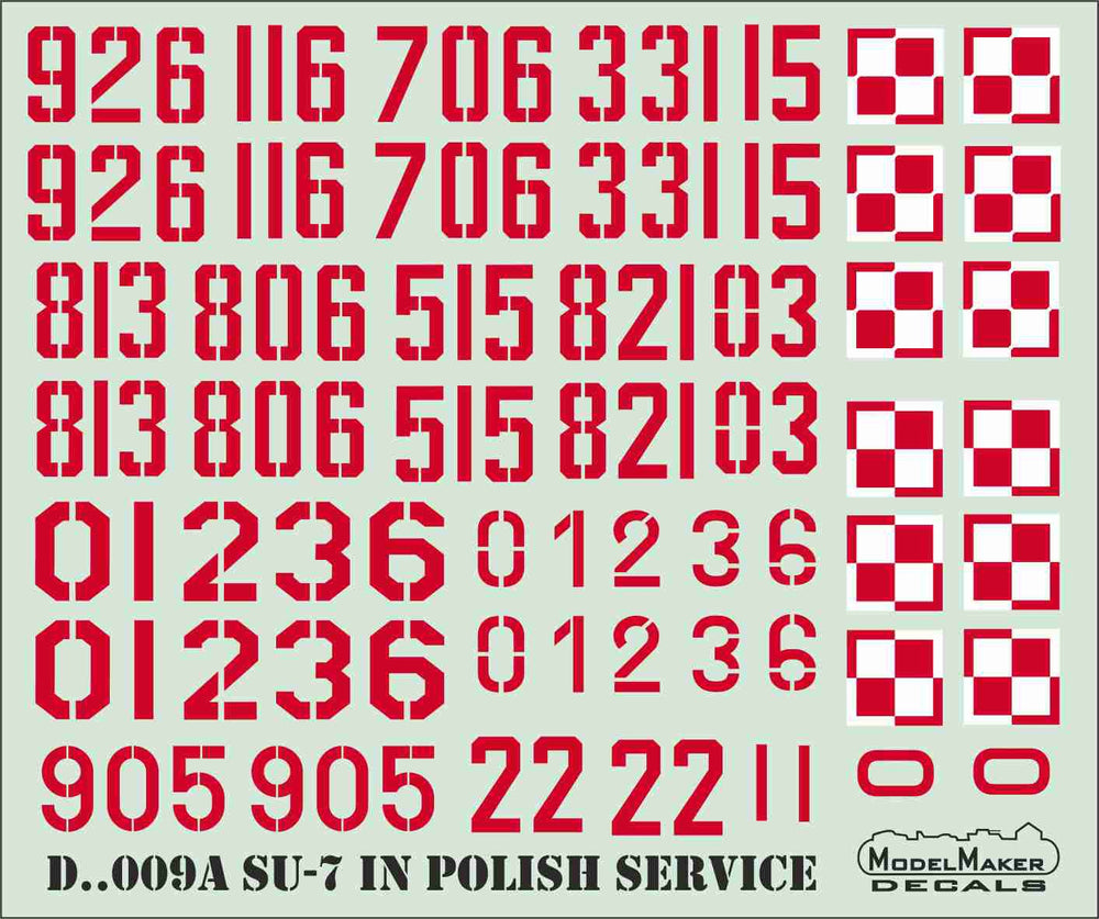 Model Maker Decals D72009A 1:72 Suhkoi Su-7 in Polish service