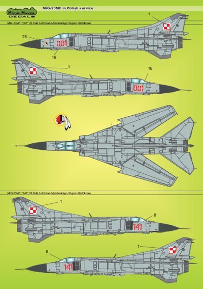 Model Maker Decals D72013 1:72 Mikoyan MiG-23MF in Polish service