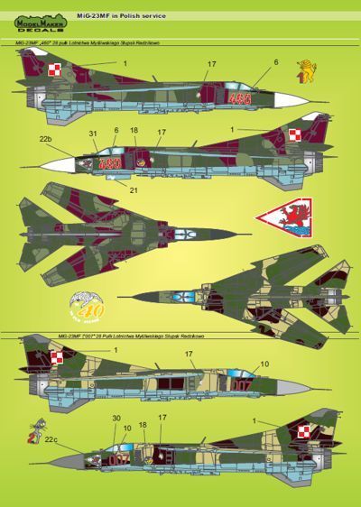 Model Maker Decals D72013 1:72 Mikoyan MiG-23MF in Polish service