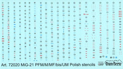 Model Maker D72020 1:72 MiG-21PFM/M/MF/bis/UM Polish Stencils