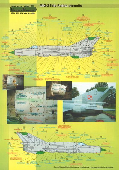 Model Maker D72020 1:72 MiG-21PFM/M/MF/bis/UM Polish Stencils