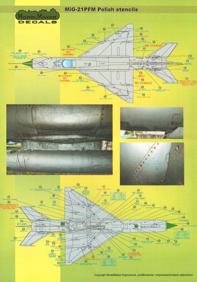 Model Maker D72020 1:72 MiG-21PFM/M/MF/bis/UM Polish Stencils