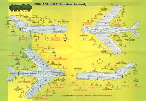 Model Maker Decals D72026 1:72 Mikoyan MiG-15/Lim-1/2 early version stencils