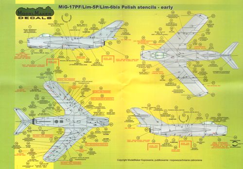 Model Maker Decals D72026 1:72 Mikoyan MiG-15/Lim-1/2 early version stencils