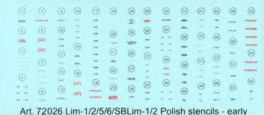 Model Maker Decals D72026 1:72 Mikoyan MiG-15/Lim-1/2 early version stencils