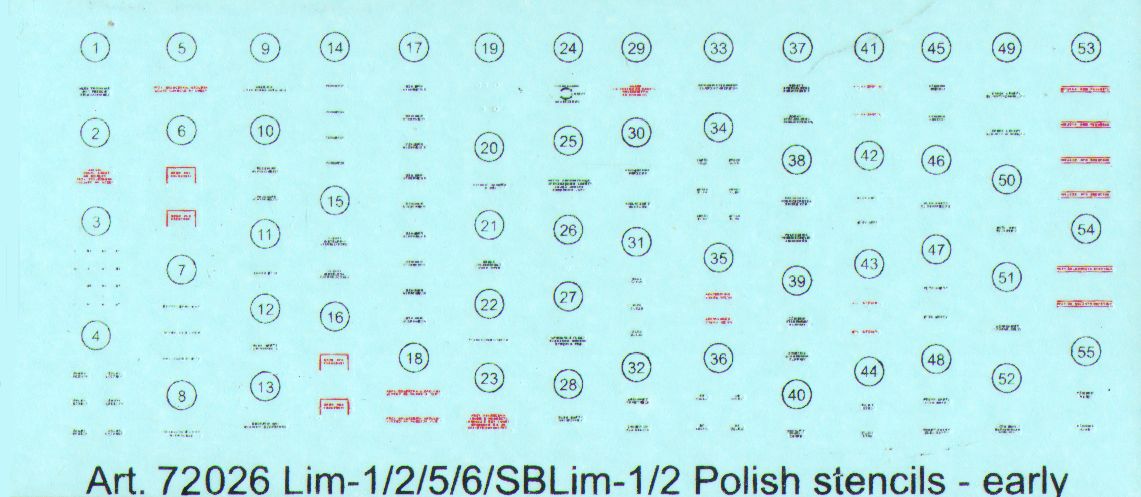 Model Maker Decals D72026 1:72 Mikoyan MiG-15/Lim-1/2 early version stencils