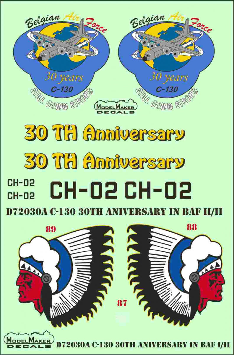 Model Maker D72030A 1:72 C-130 Hercules 30th Anniv Belgian AF