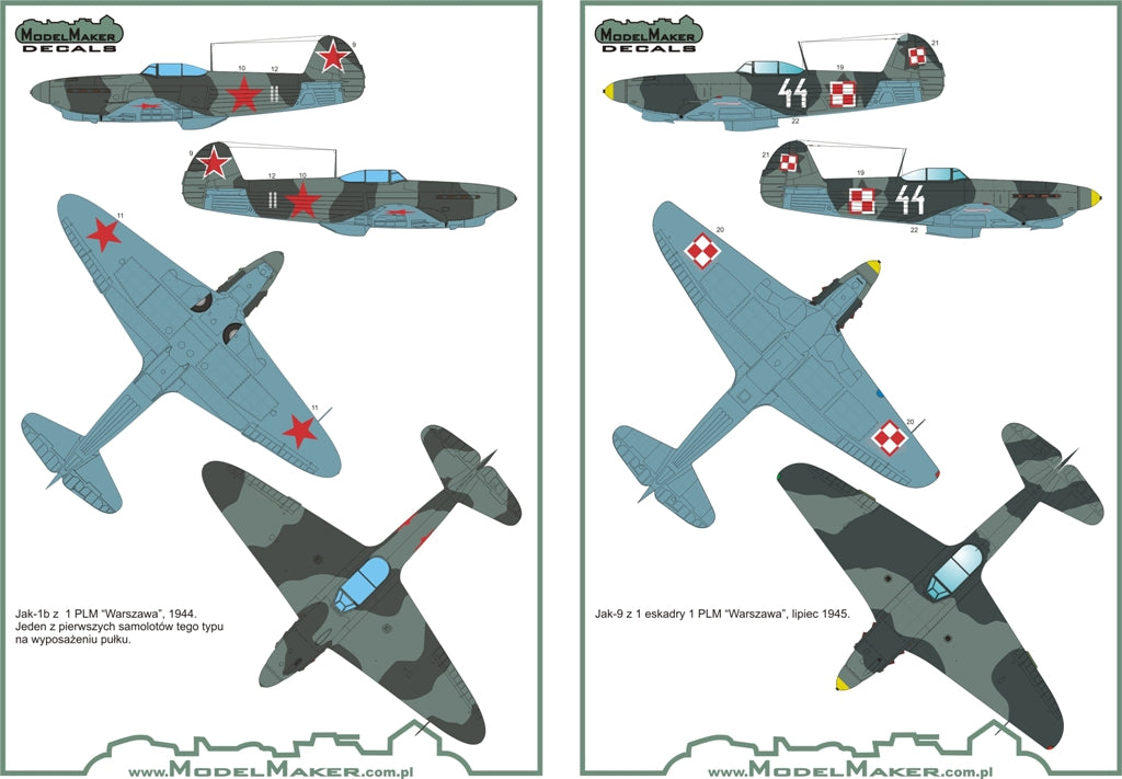 Model Maker D72040 1:72 Yakovlev Yak-1/3/7/9 Polish Service Vol 1