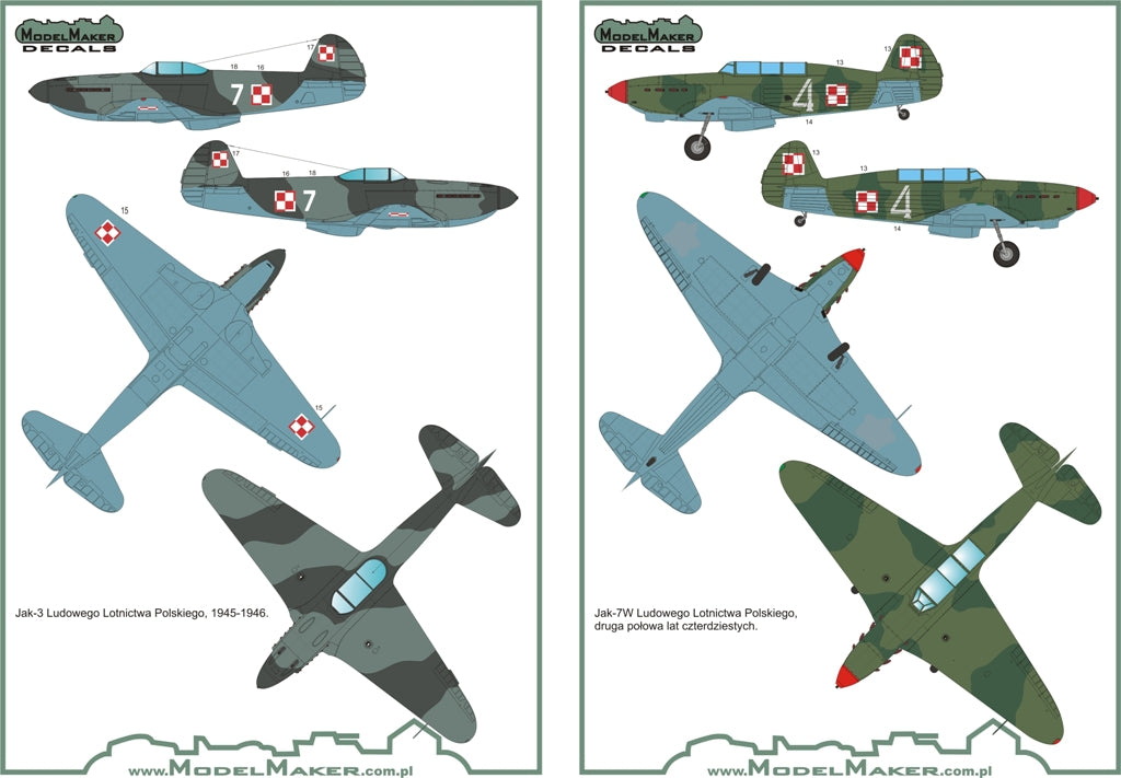 Model Maker D72040 1:72 Yakovlev Yak-1/3/7/9 Polish Service Vol 1