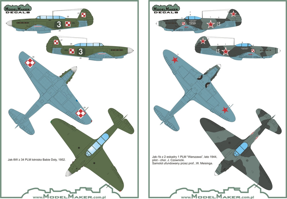 Model Maker D72040 1:72 Yakovlev Yak-1/3/7/9 Polish Service Vol 1