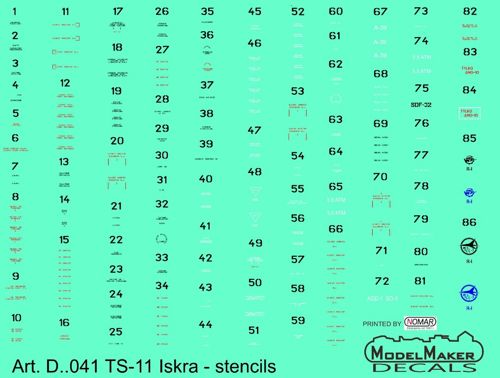 Model Maker Decals D72041 1:72 PZL TS-11 'Iskra' stencils