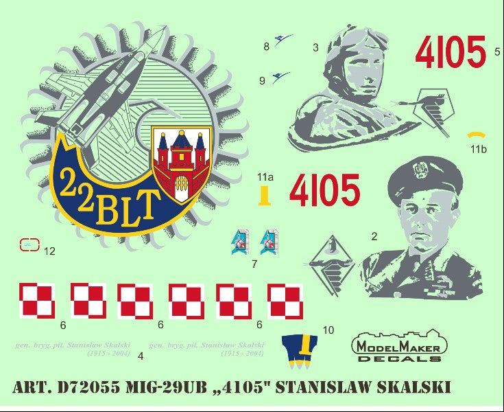 Model Maker Decals D72055 1:72 Mikoyan MiG-29UB "4105" Stanislaw Skalski