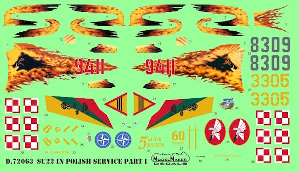 Model Maker Decals D72063 1:72 Sukhoi Su-22 in Polish service part