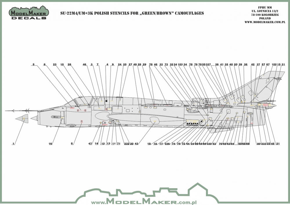 Model Maker Decals D72083 1:72 Sukhoi Su-22 Polish stencils