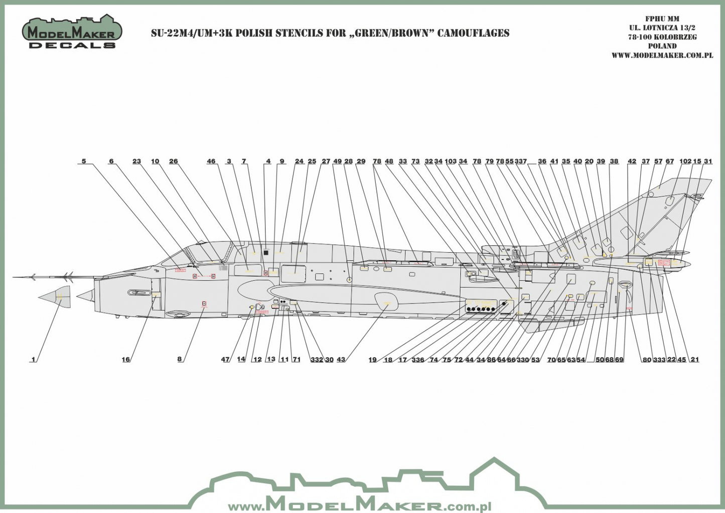 Model Maker Decals D72083 1:72 Sukhoi Su-22 Polish stencils
