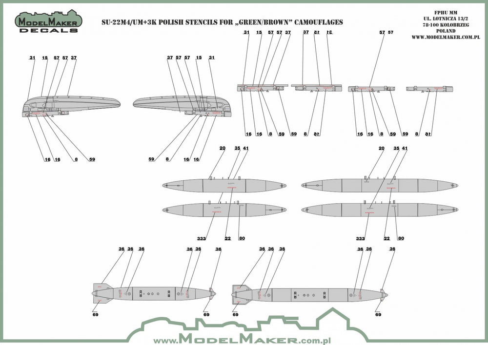 Model Maker Decals D72083 1:72 Sukhoi Su-22 Polish stencils
