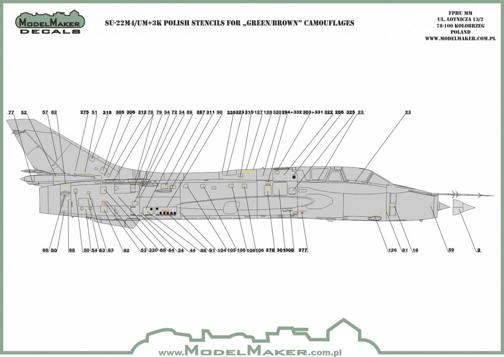 Model Maker Decals D72083 1:72 Sukhoi Su-22 Polish stencils