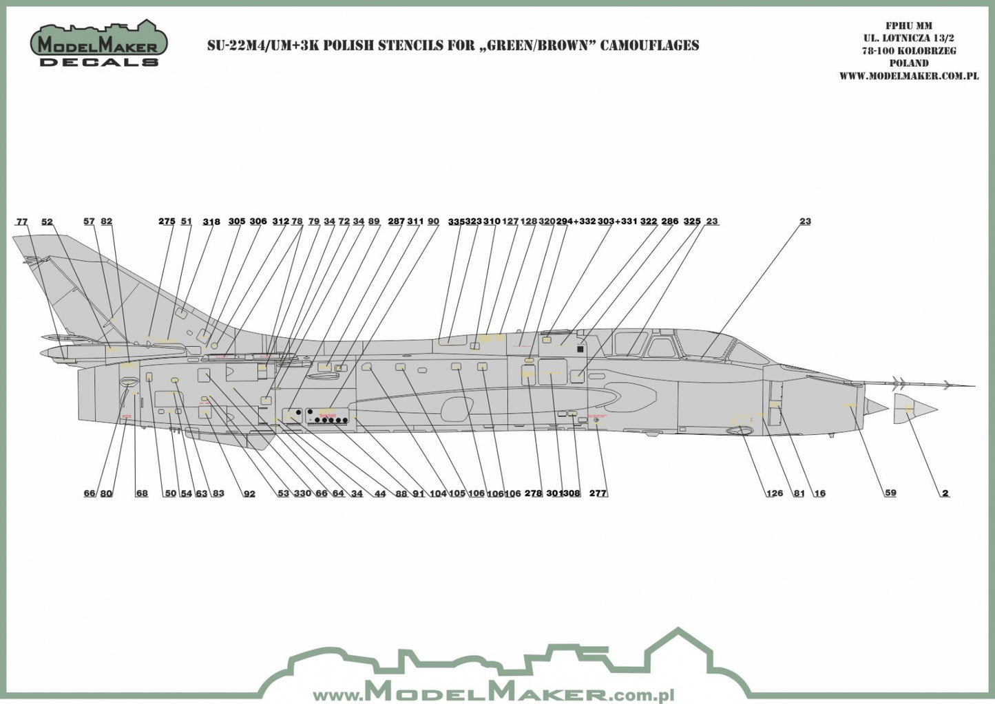 Model Maker Decals D72083 1:72 Sukhoi Su-22 Polish stencils
