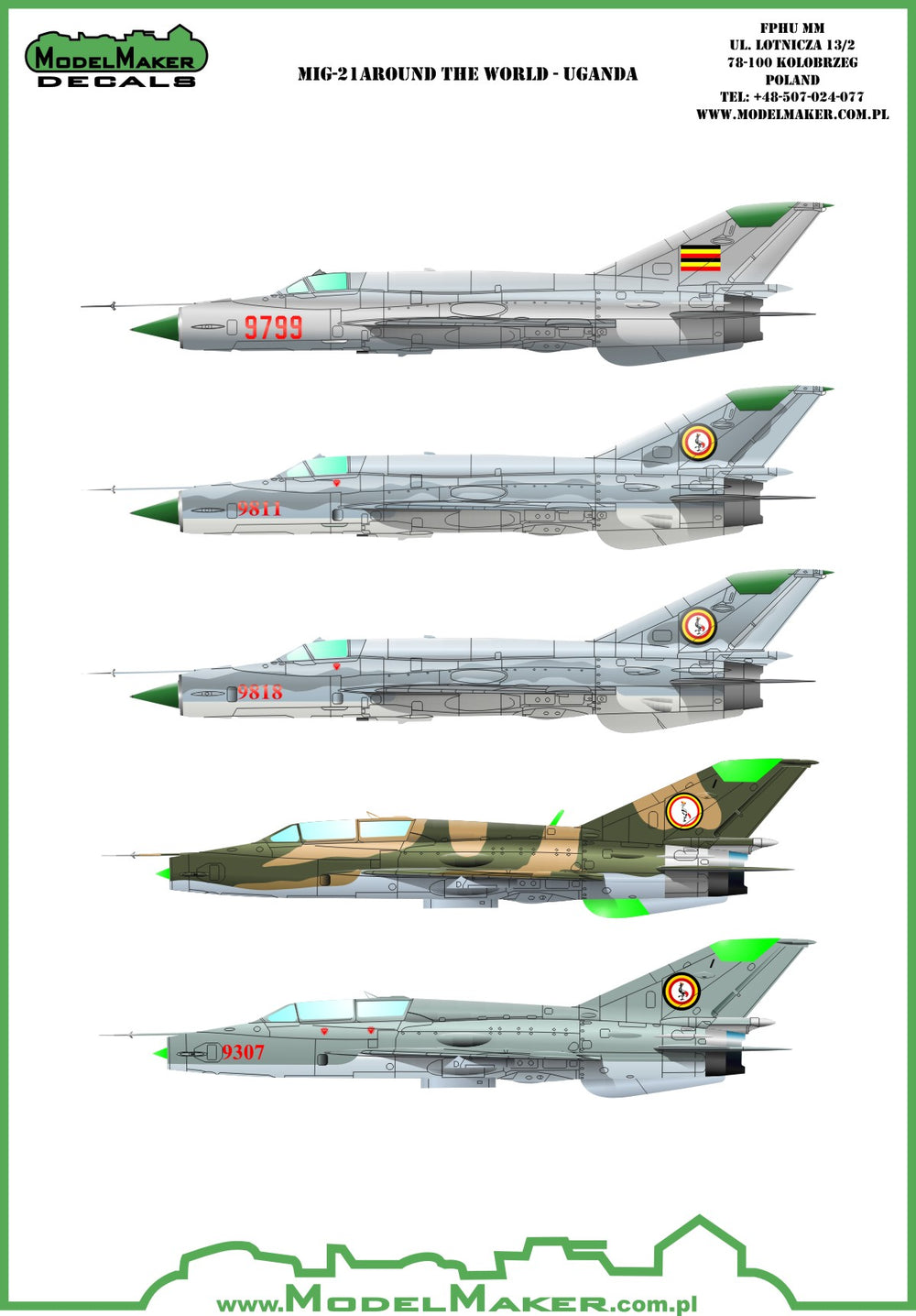 Model Maker Decals D72085 1:72 Mikoyan MiG-21 around the world
